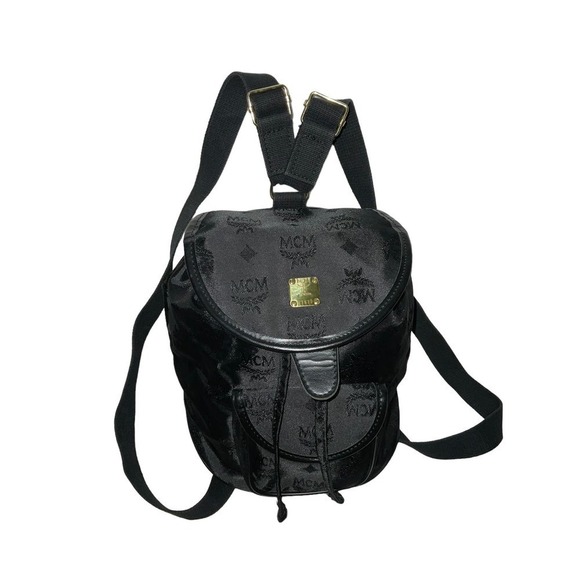 MCM Handbags - MCM Logo Nylon Small Black Backpack